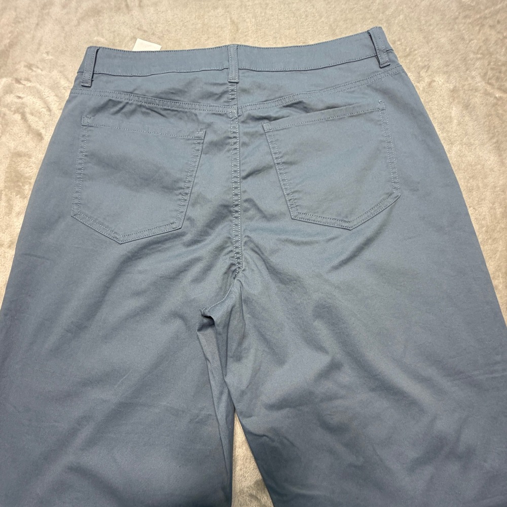 Quince Organic Stretch Cotton Chino Cropped Wide Leg Aegean Blue Pants - Picture 15 of 16